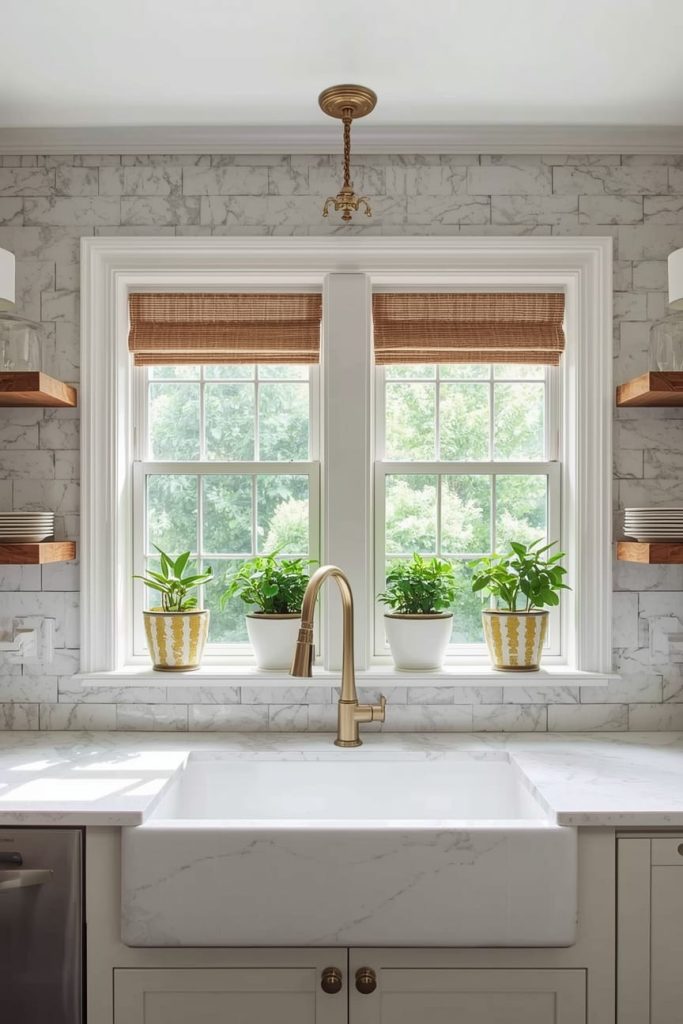 Double Kitchen Window Blinds or Curtains