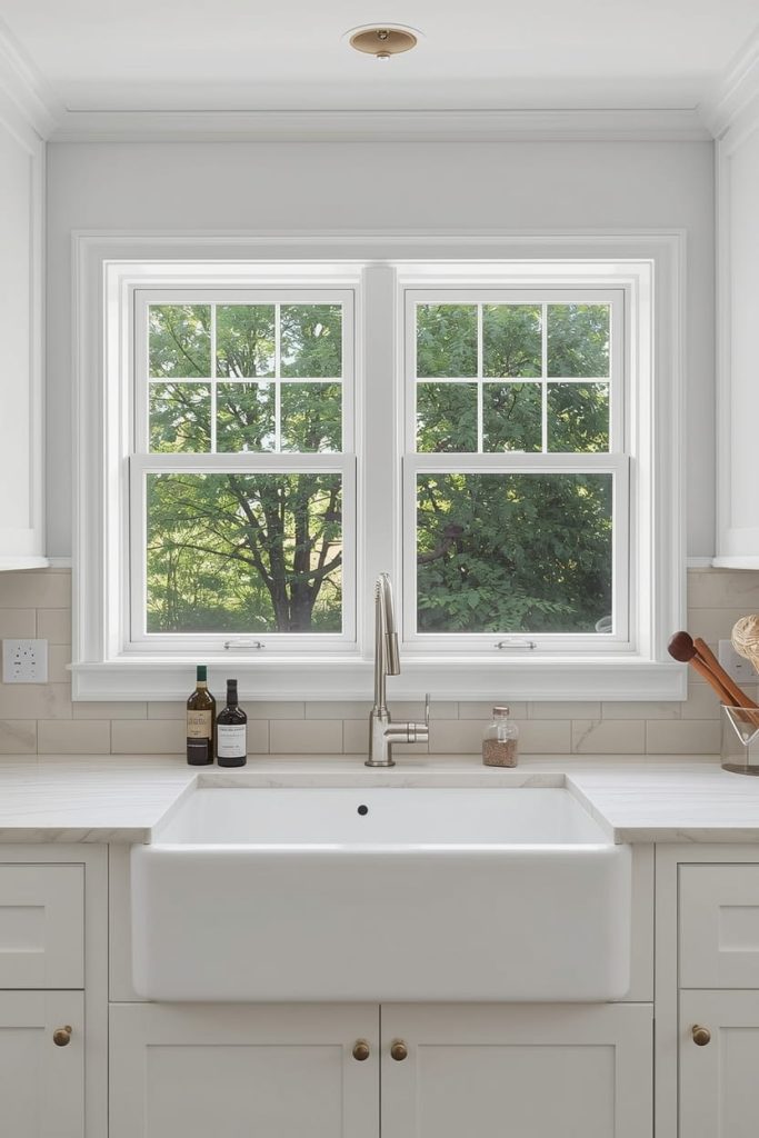 Double Kitchen Window Over Sink Layout