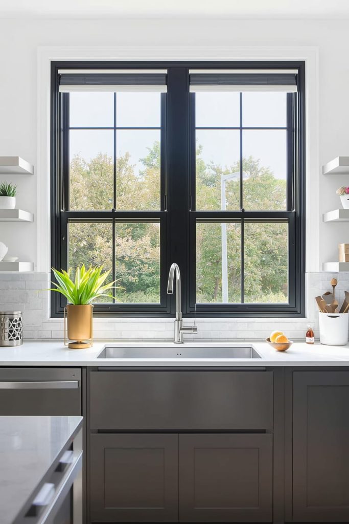 Double Kitchen Window with Seating Nook