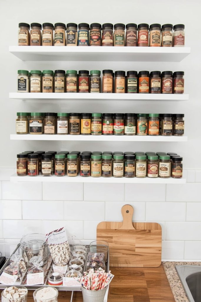 Easy Wooden Wall Mounted Spice Rack for Small Kitchen Spice Organization