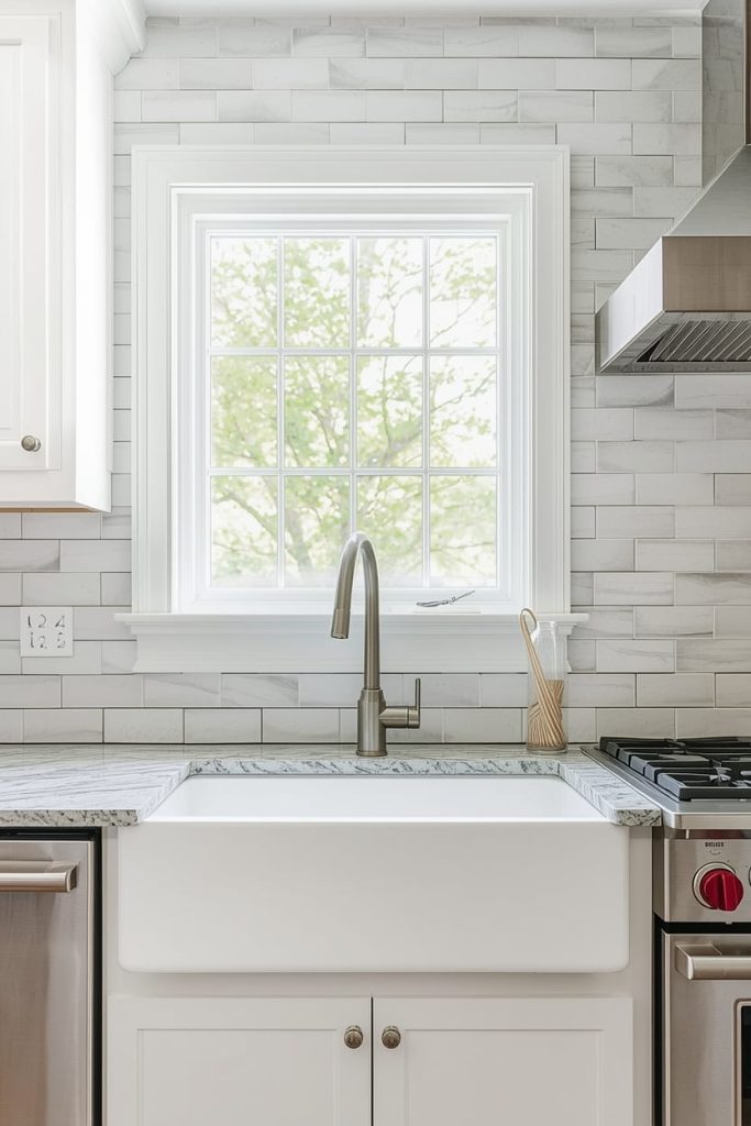 Farmhouse Kitchen Window Over Stove