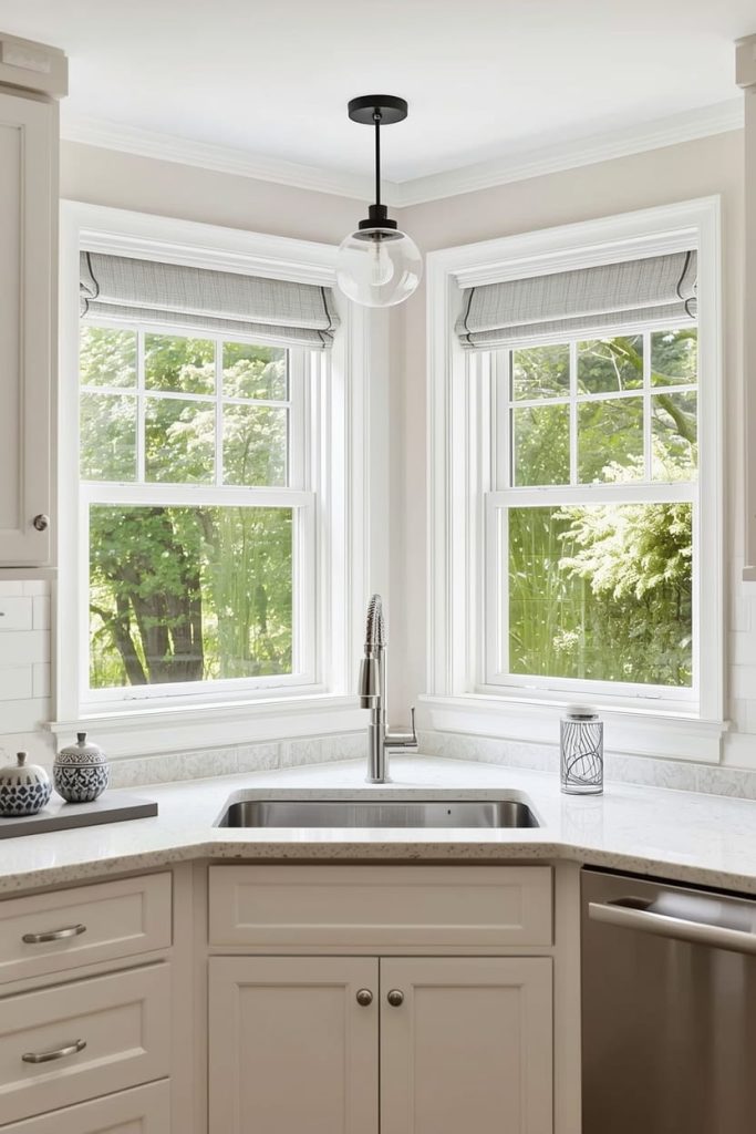 Frameless Modern Kitchen Window Above Sink