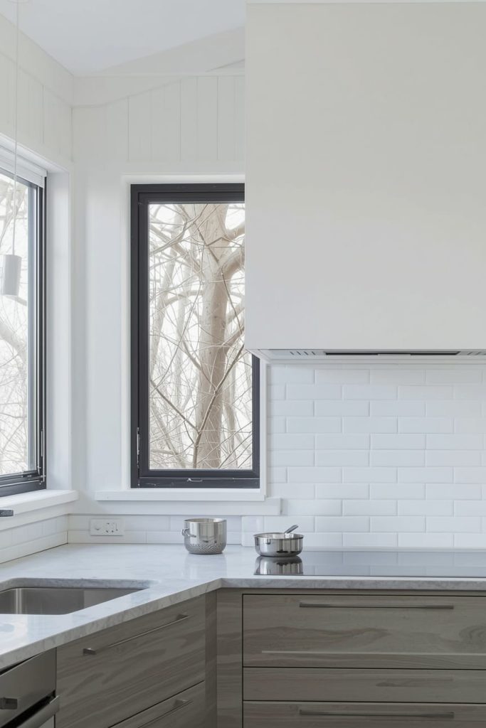 Frameless Modern Kitchen Window Over Stove