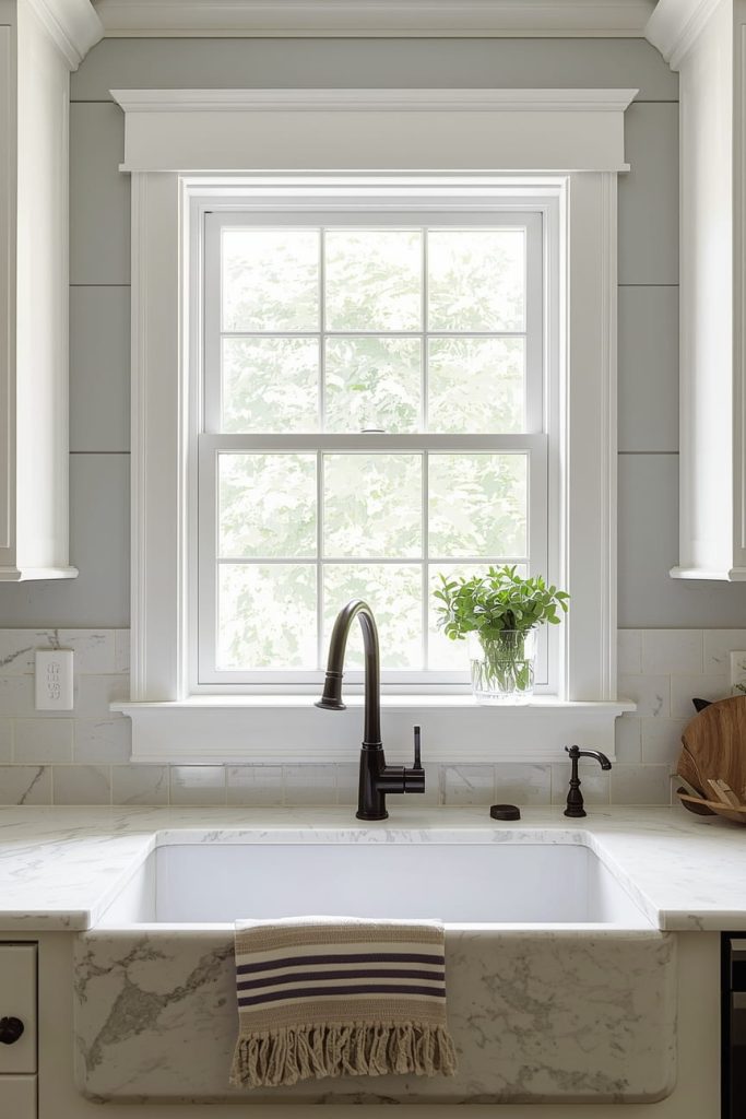 Frosted Glass Small Kitchen Window Over Sink