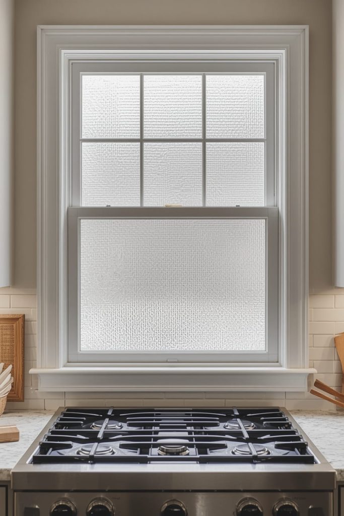  Frosted Glass Window Behind Stove for Privacy