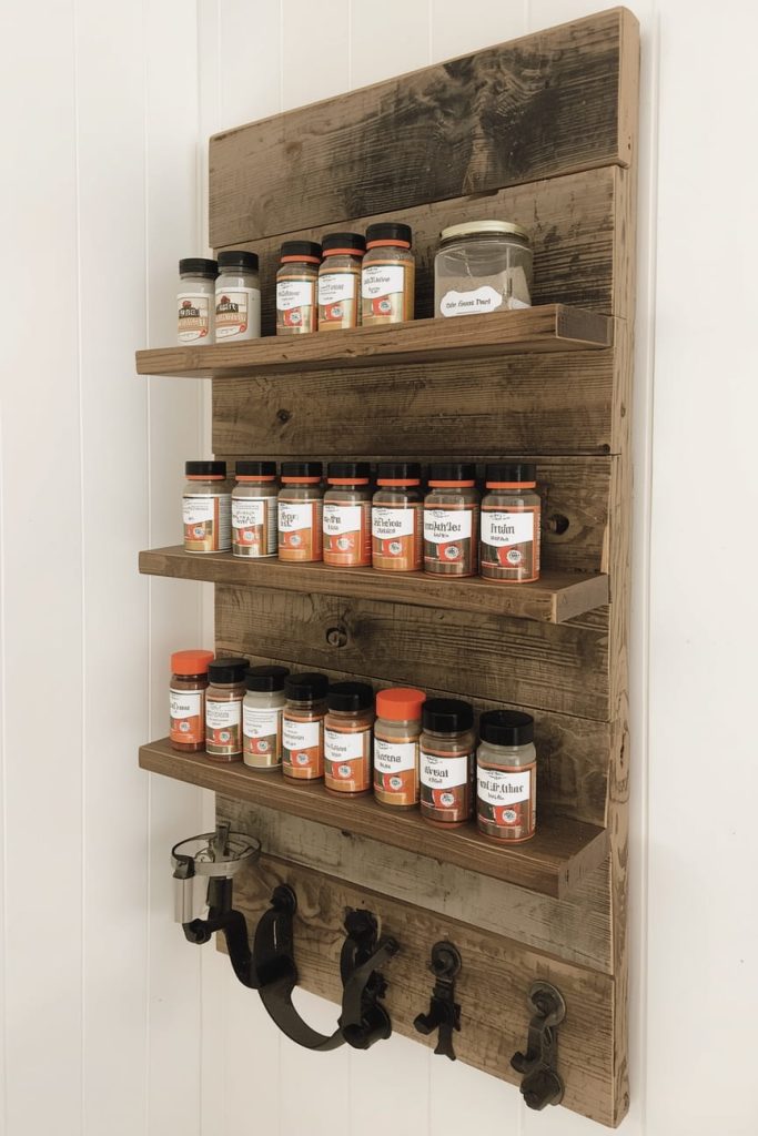Handmade Rustic Spice Rack with Custom Details