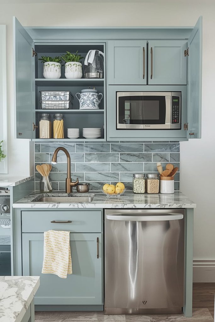 Install Wall-Mounted Kitchen Organizers for Vertical Storage