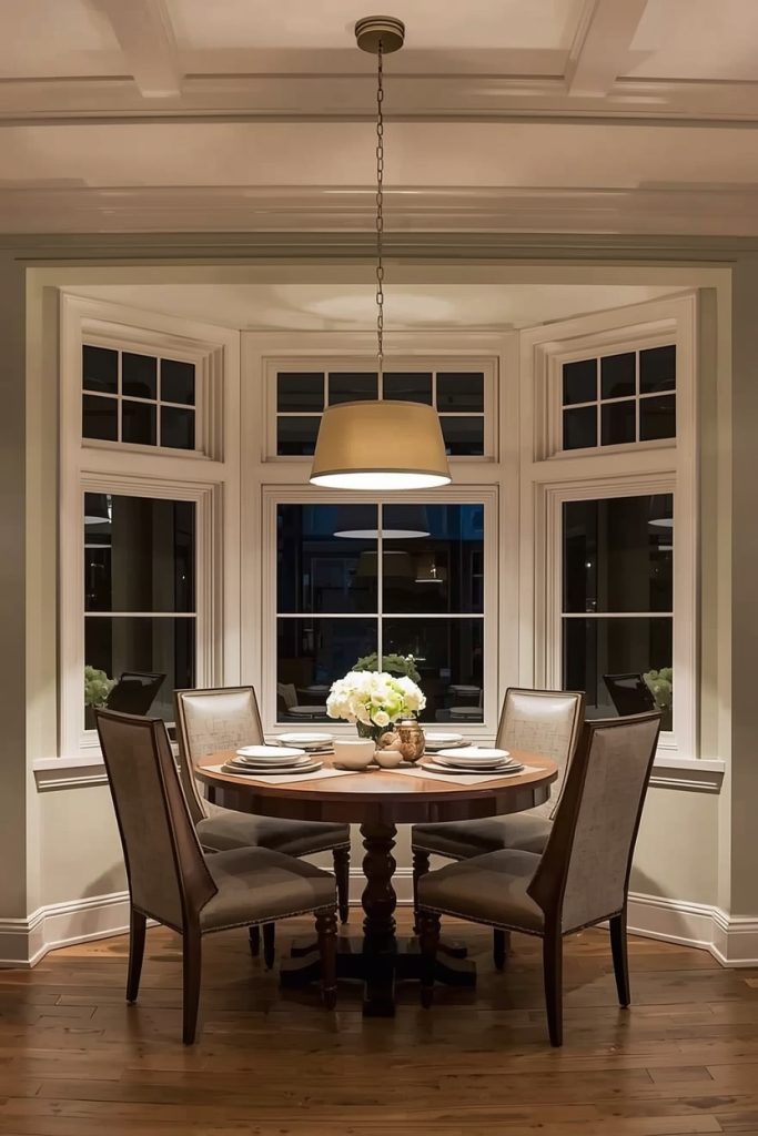 Kitchen Bay Window Lighting Ideas for Nighttime Use
