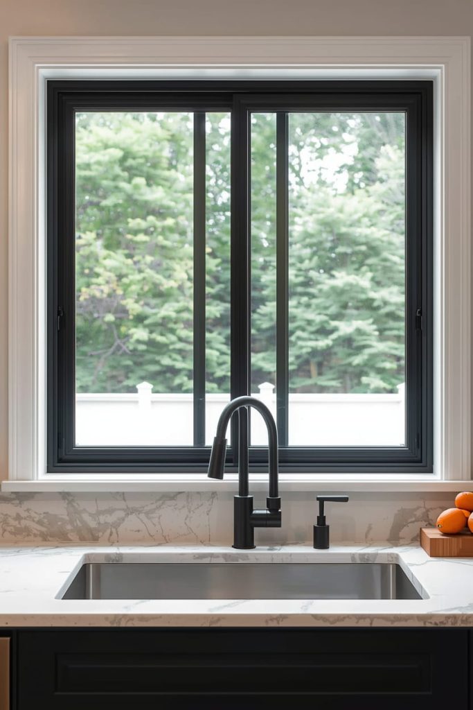 Kitchen Window Over Stove with Integrated Range Hood