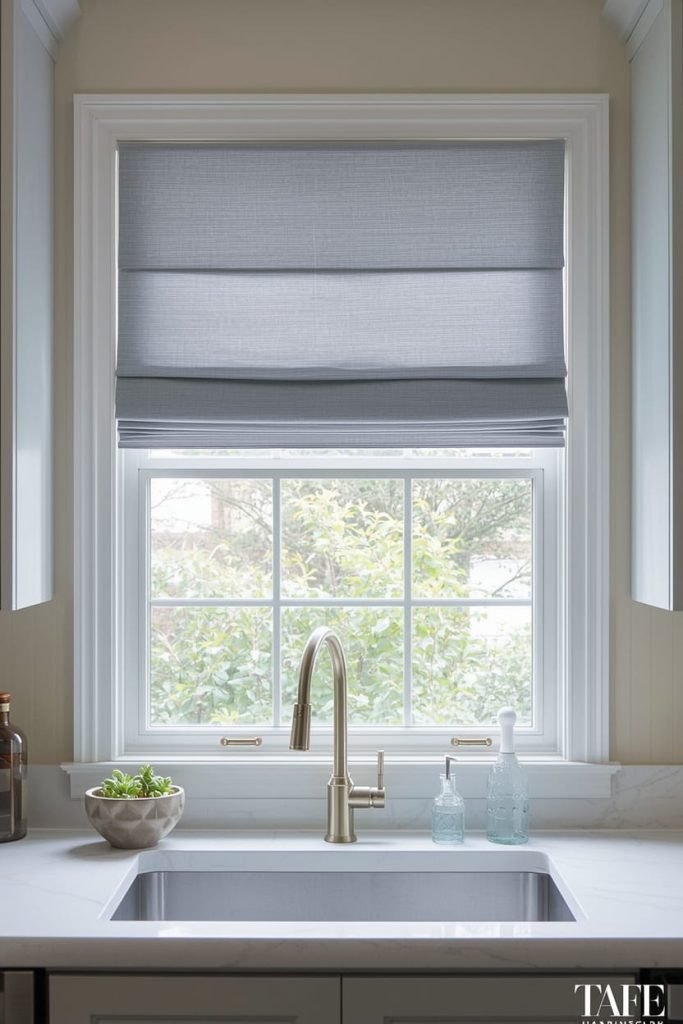 Light Filtering Kitchen Blinds Above Sink for Privacy
