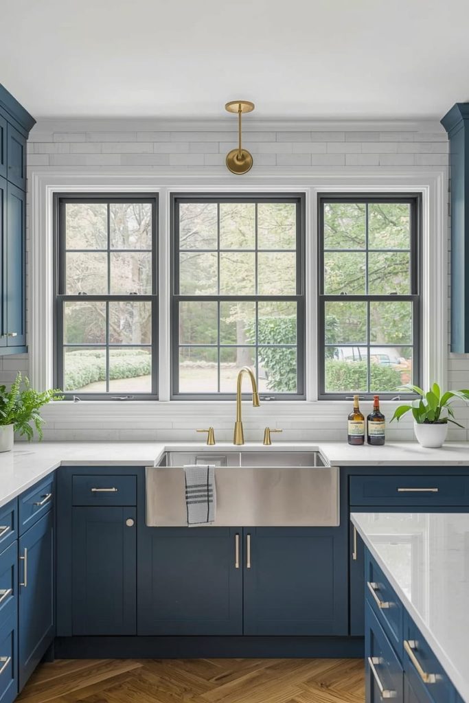 Long Kitchen Window Ideas with Curtains That Add Softness