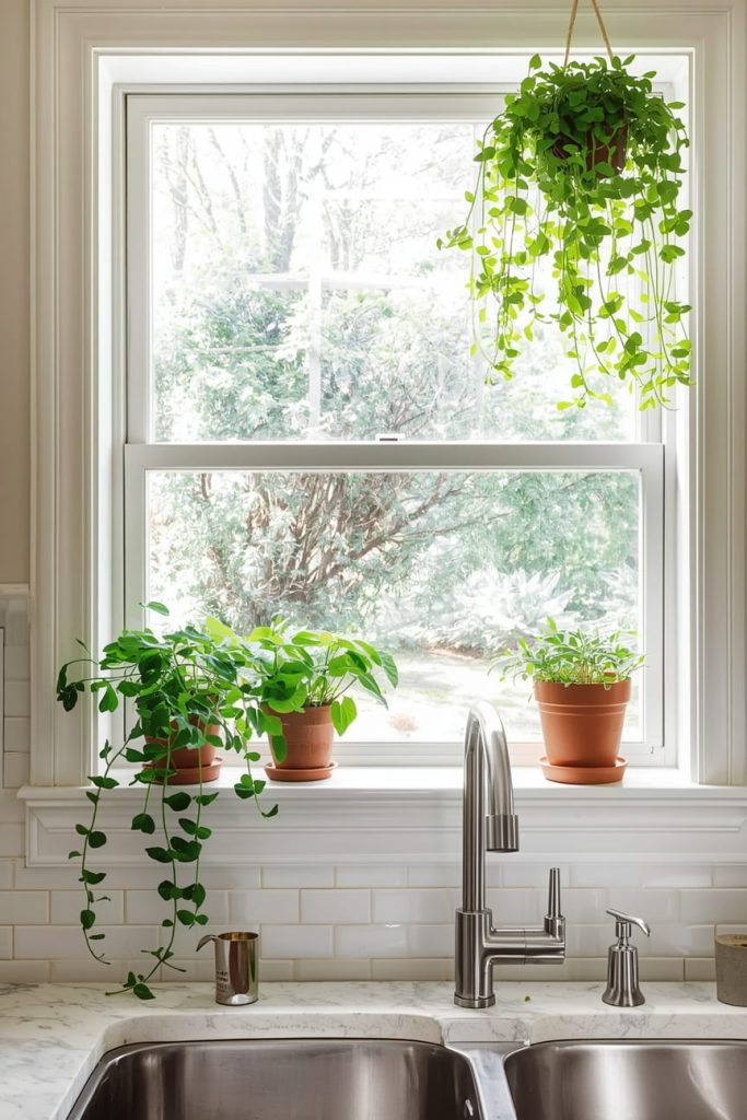 Low Kitchen Window with Shelf Styling