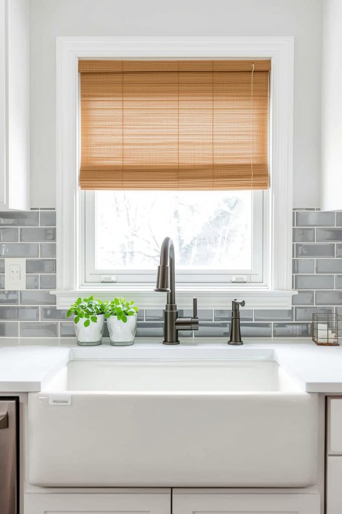 Minimalist Kitchen Blinds Above Sink for Small Spaces