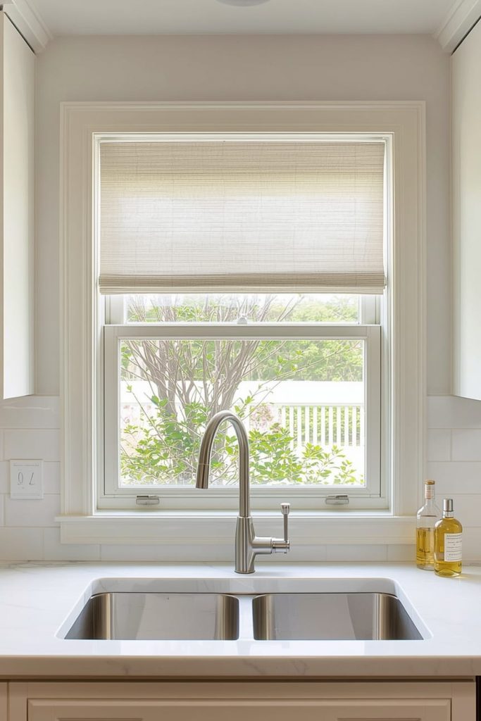 Modern Kitchen Blinds Above Sink with Minimal Lines