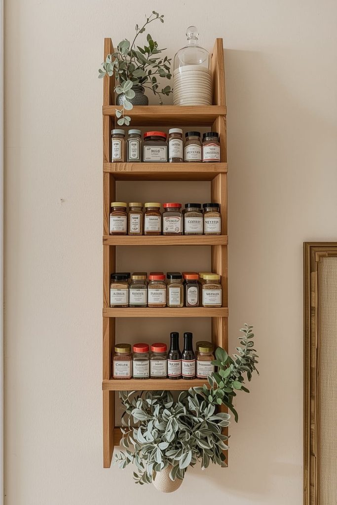 Narrow DIY Wall Spice Rack for Tight Spaces