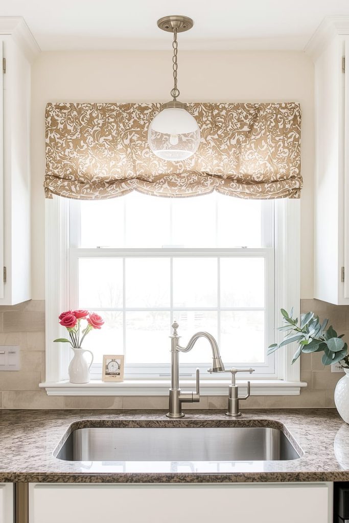 Patterned Curtains for Kitchen Sink Windows That Add Personality