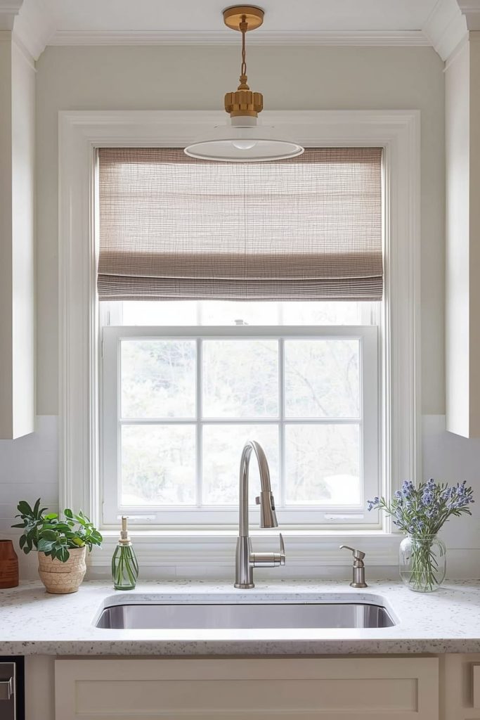 Roman Blinds Above Kitchen Sink for Soft Style