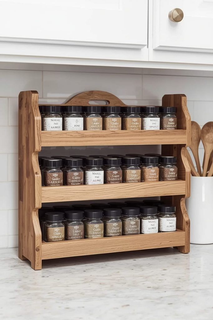 Rustic Floating Shelves as Spice Storage
