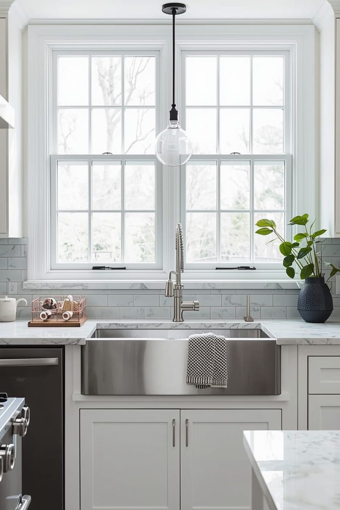 Symmetrical Double Kitchen Window Styling