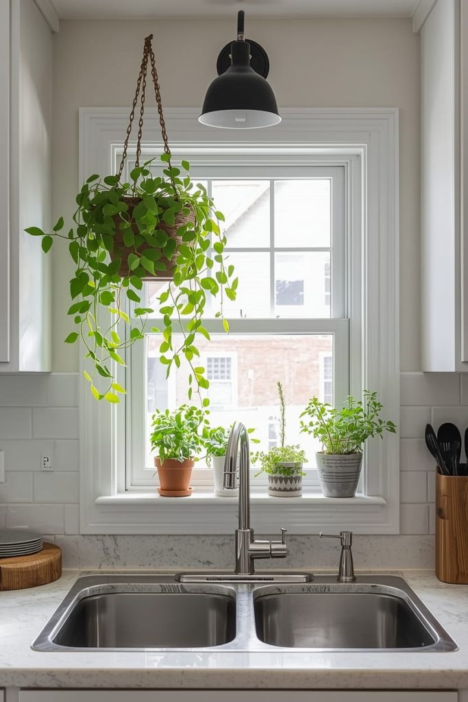 Tiny Kitchen Window Ideas with Blinds for Easy Control