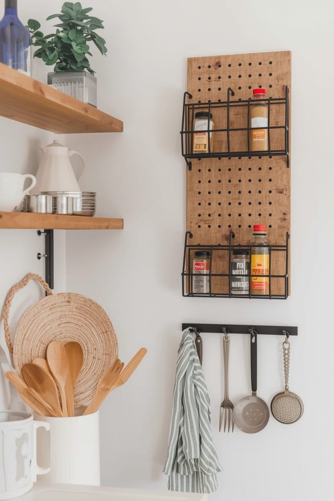 Use Vertical Space with Wall-Mounted Kitchen Organizers