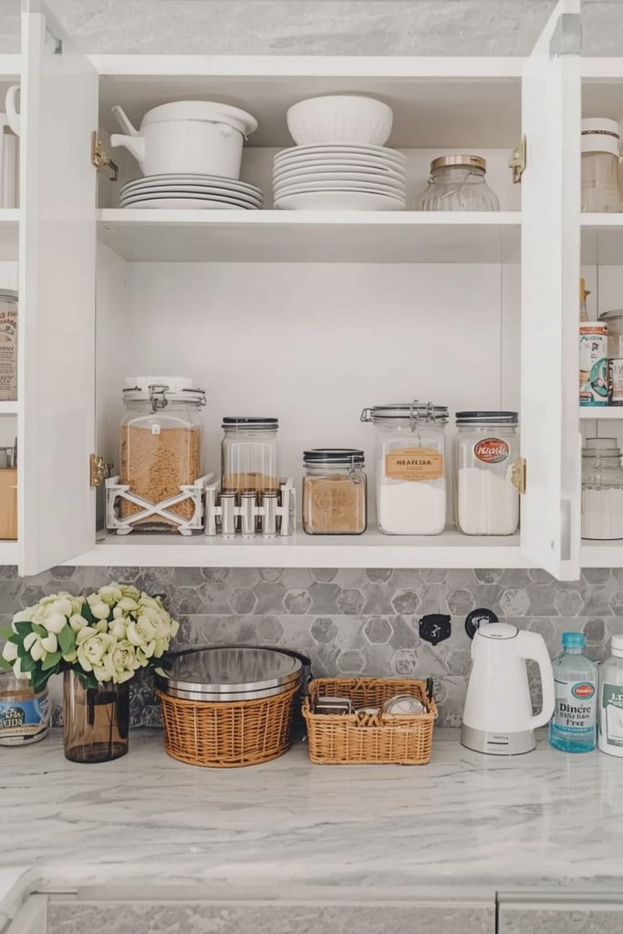 Vertical Kitchen Storage with Wall Mounted Shelves