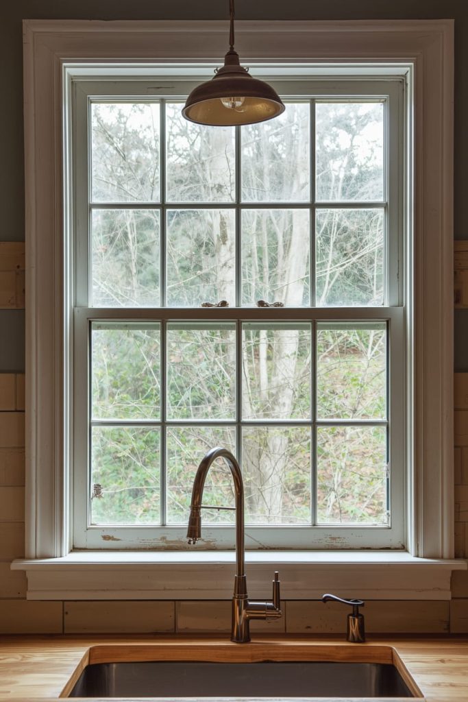 Vintage Farmhouse Kitchen Window with Antique Details