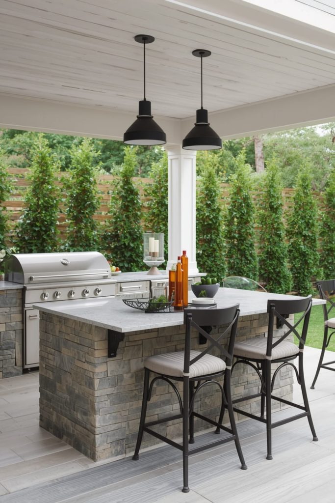 Backyard Open Kitchen with Island