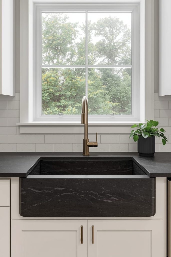 Black Quartz Undermount Sink for Seamless Countertop Design
