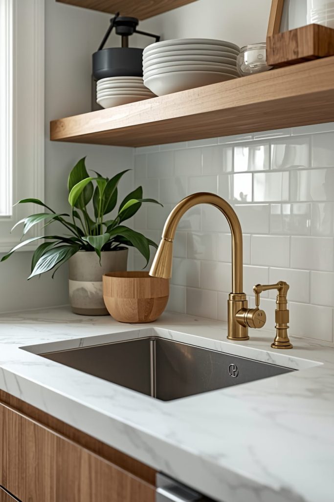 Black Sink With Gold Faucet