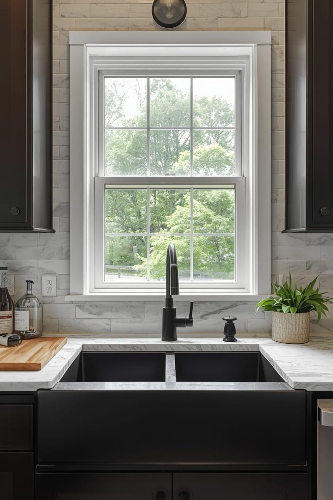 Black or Dark-Colored Sink to Create Contrast