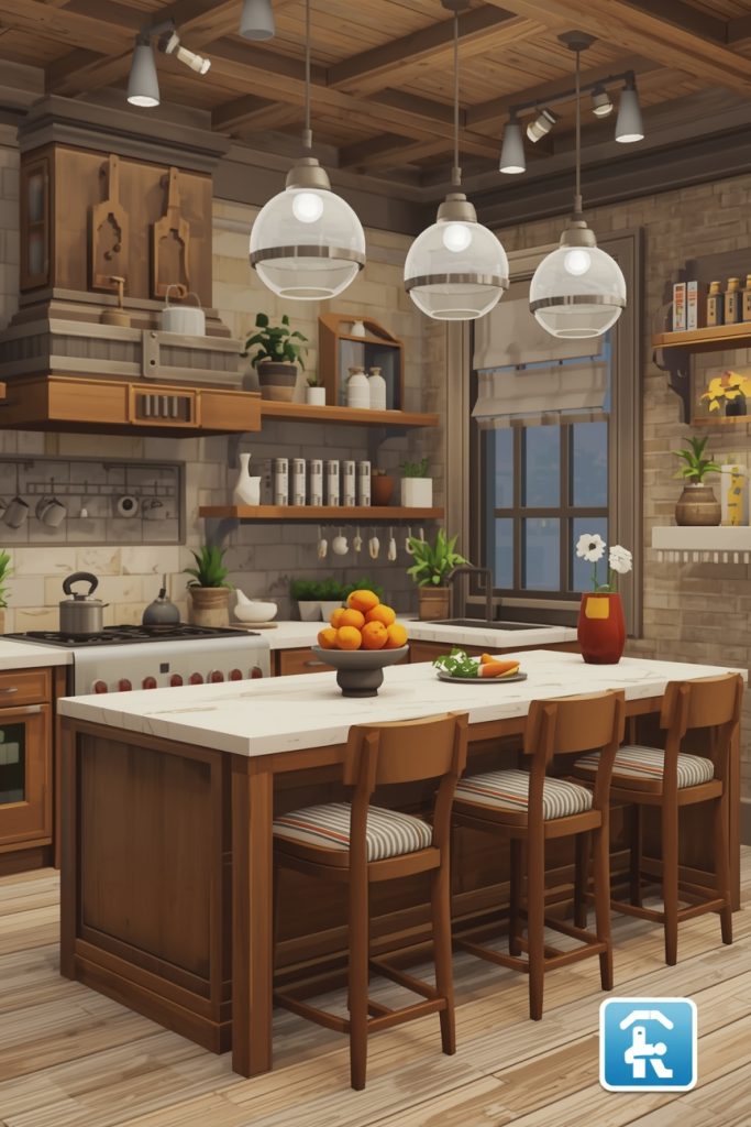 Bloxburg Open Kitchen Ideas with Island for a Modern Layout