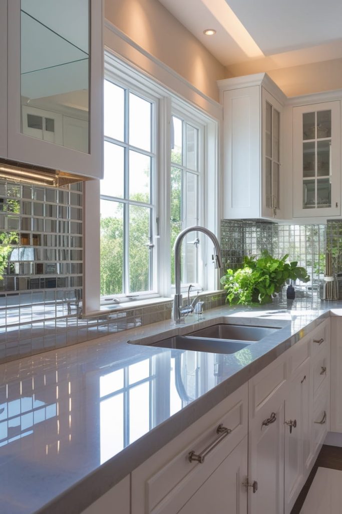 Bright Backsplash Colors to Enhance Windowless Sink Areas