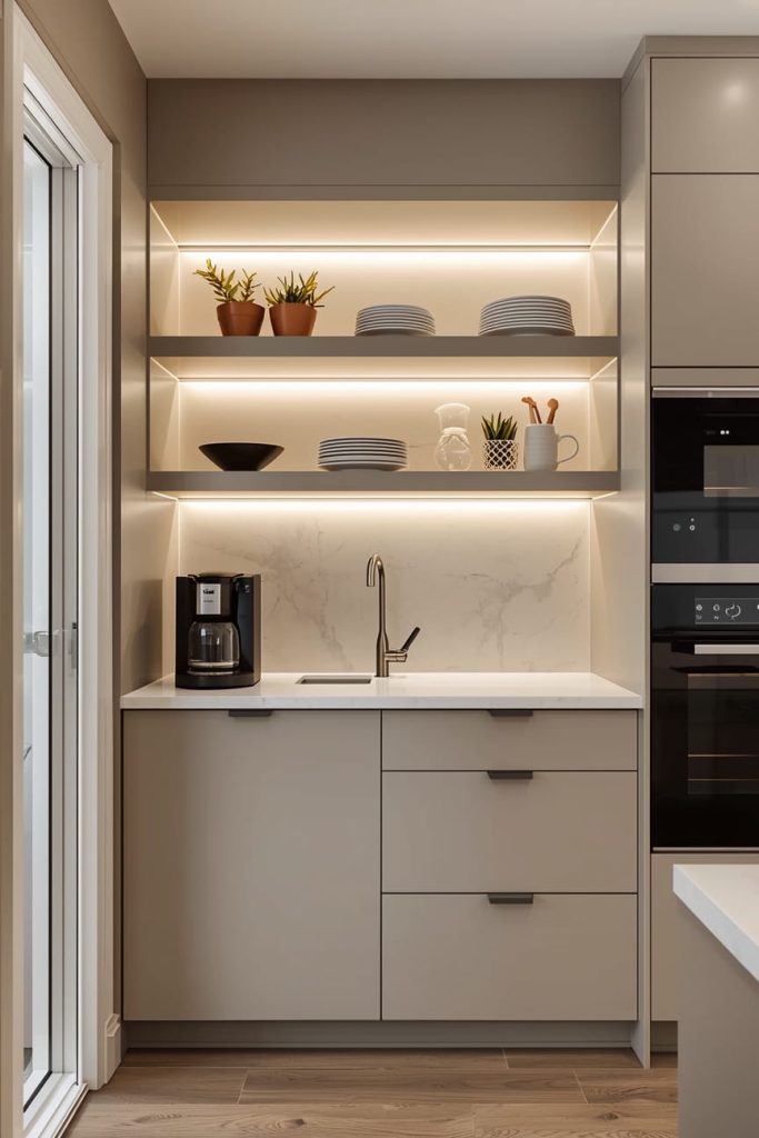 Built-In Coffee Bar with Beverage Station