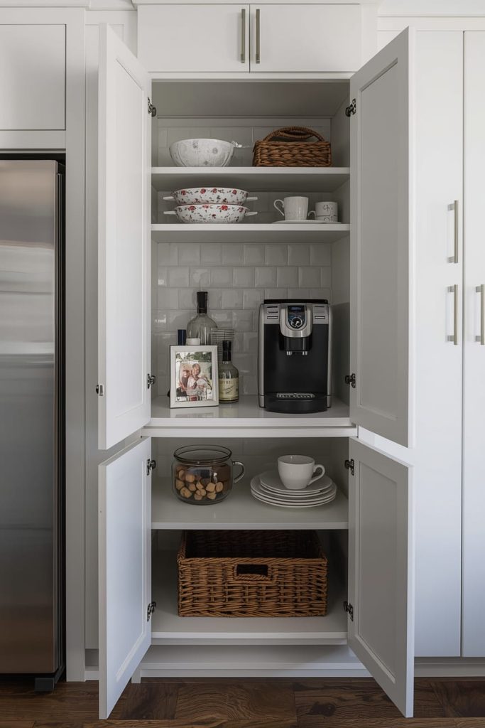 Built-In Coffee Bar with Cabinets and Drawers