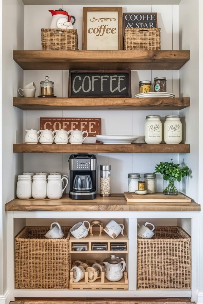 Built-In Coffee Bar with Mug Rack Storage