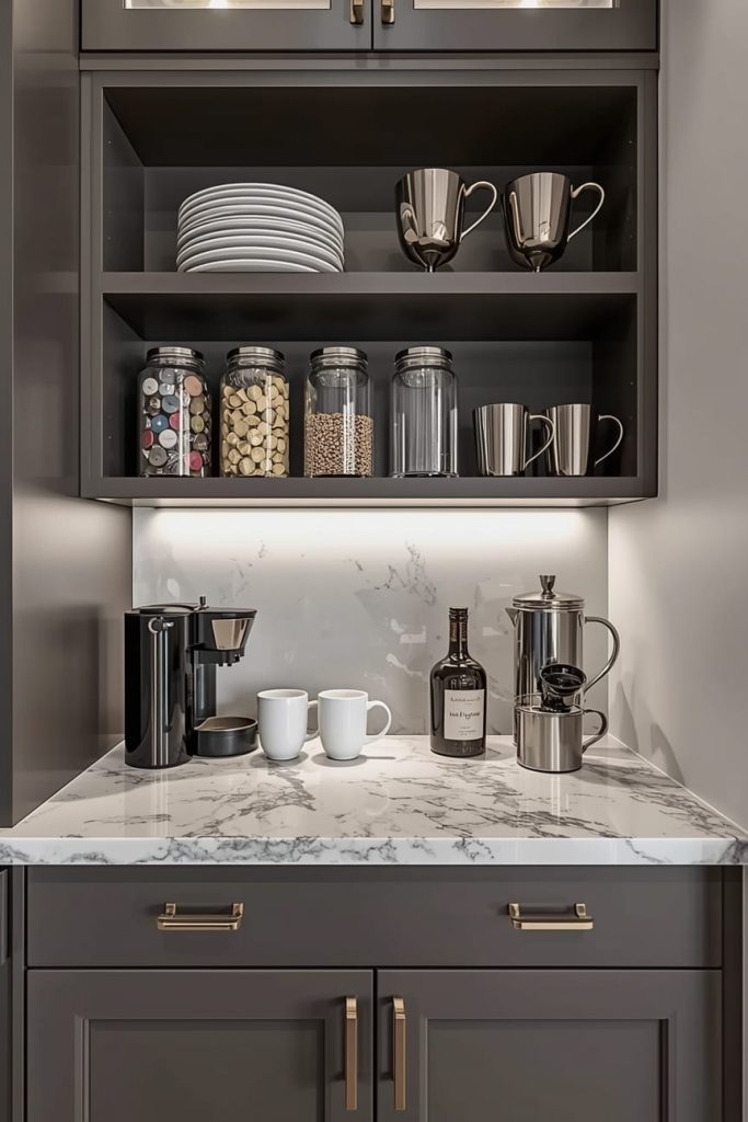 Built-In Coffee Nook in a Kitchen Corner
