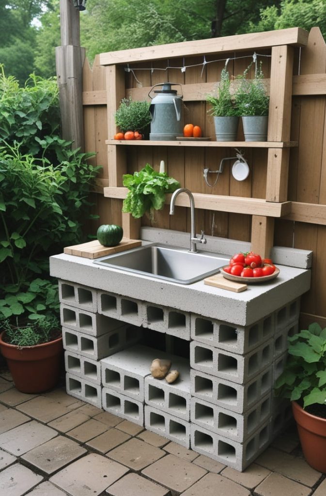  Cinder Block Sink with Storage Space