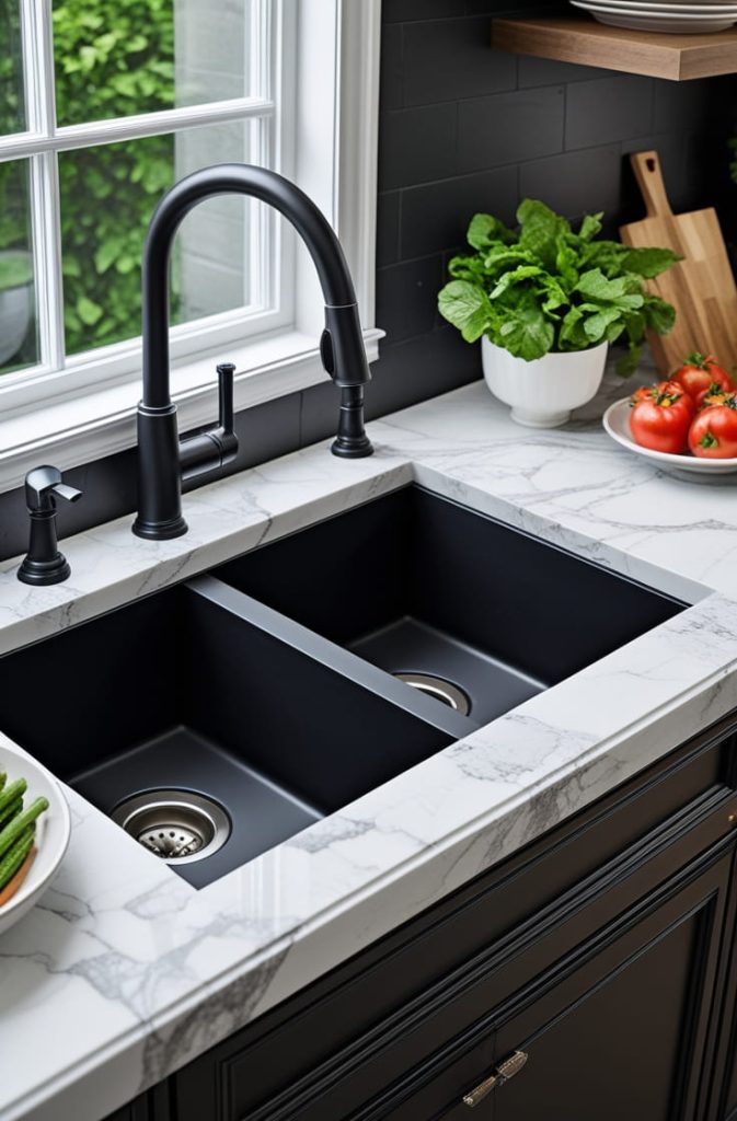 Compact Black Undermount Sink for Small Kitchens