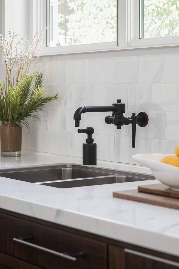 Compact Corner Sink for Windowless Kitchens