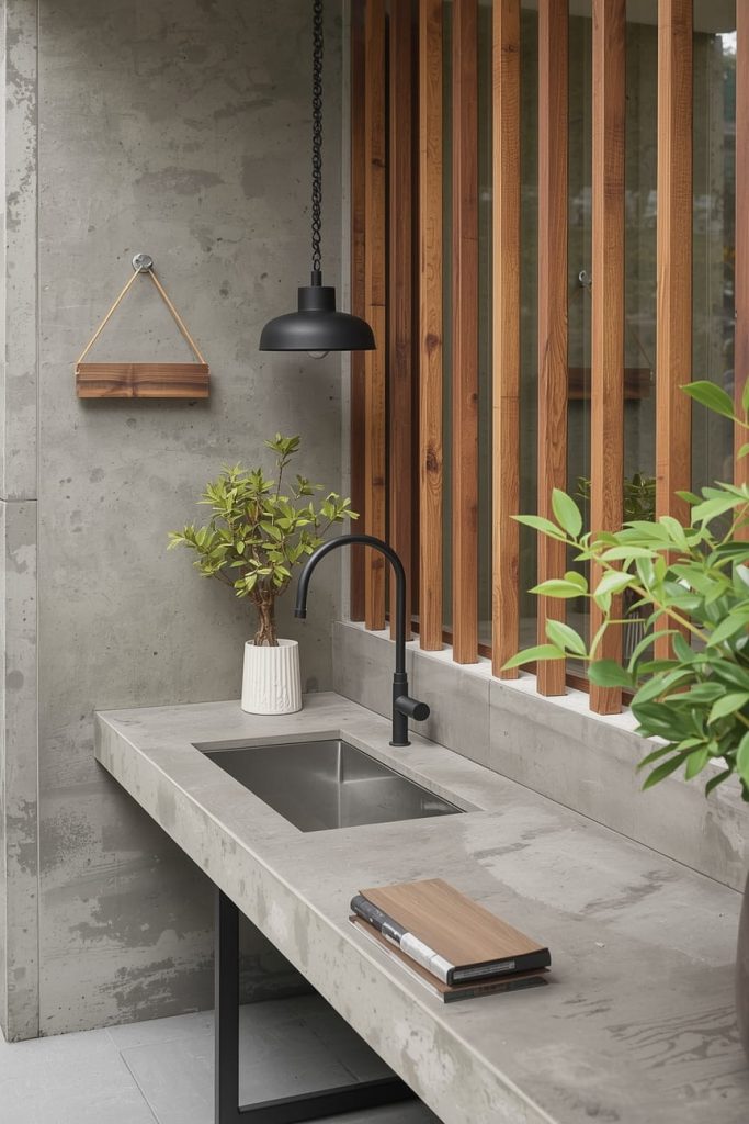 Concrete Outdoor Sink Design for Industrial Style
