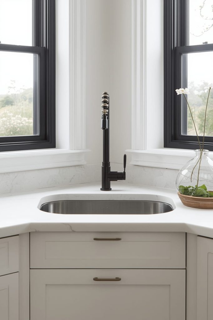Corner Sink with Drainboard for Small Kitchens