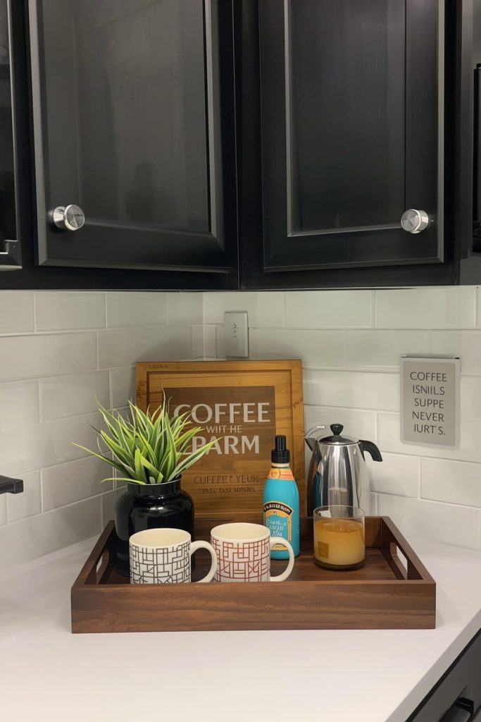 Countertop Coffee Station with Mug Rack