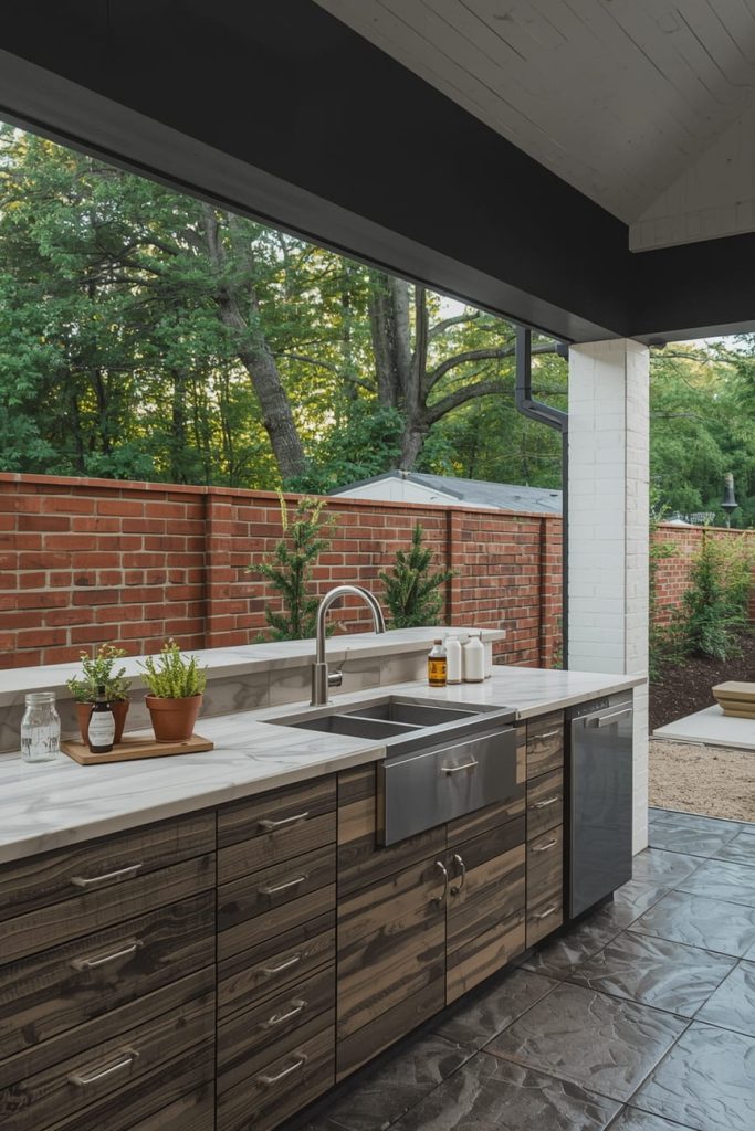 Covered Outdoor Kitchen Sink Setup for All-Season Use