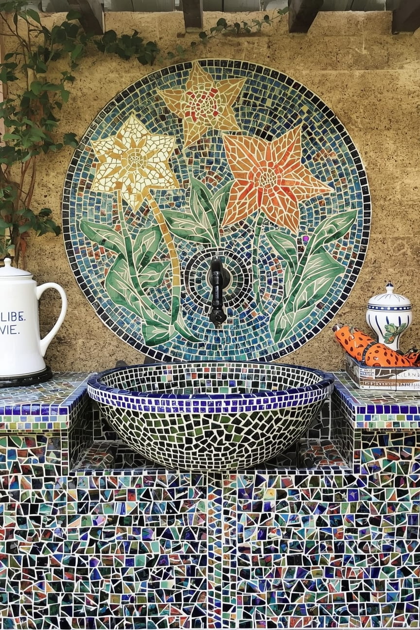 Decorative Mosaic Patio Sink