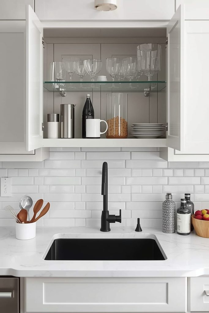 Decorative Tile Backsplash Above Kitchen Sink