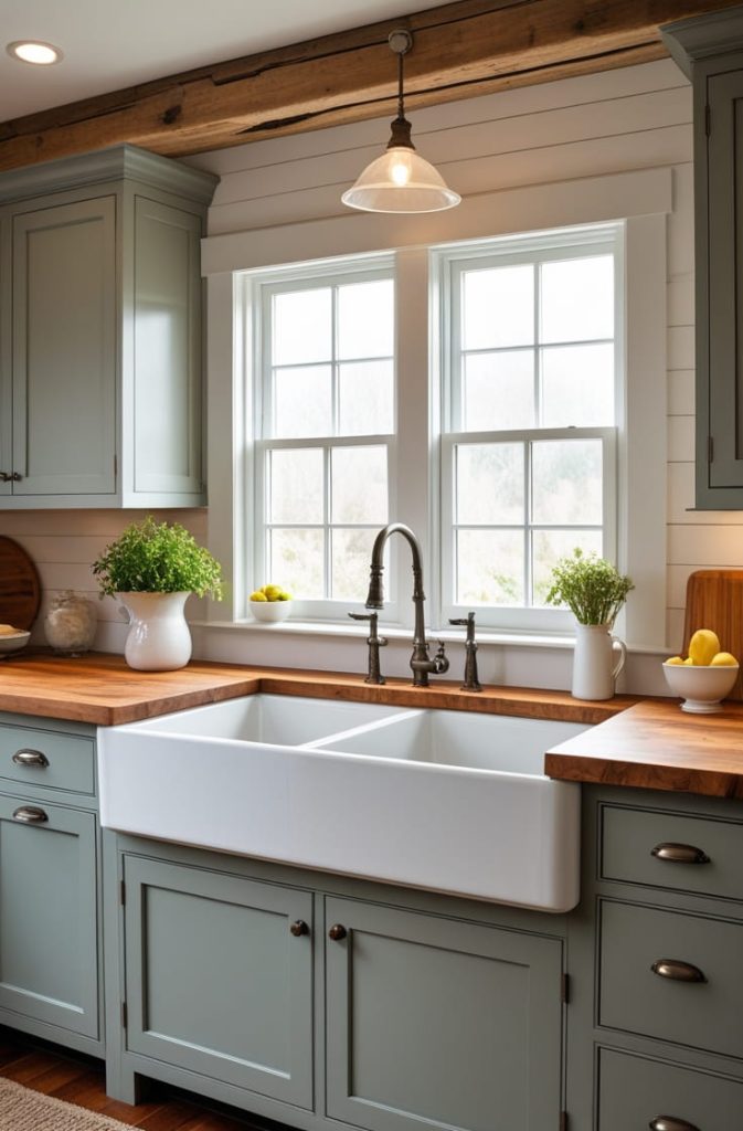 Double Sink Under Window for Natural Light