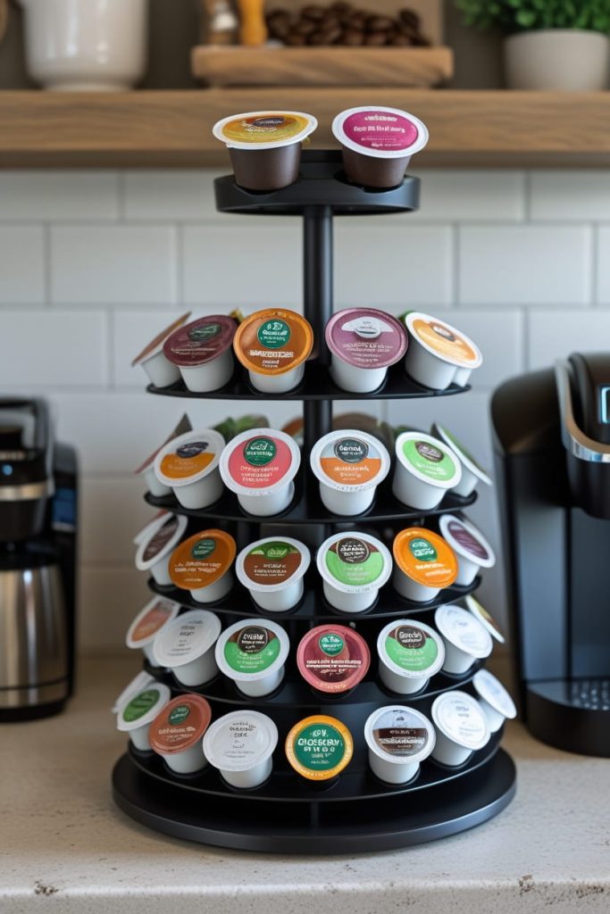 Farmhouse Keurig Coffee Bar on Kitchen Counter