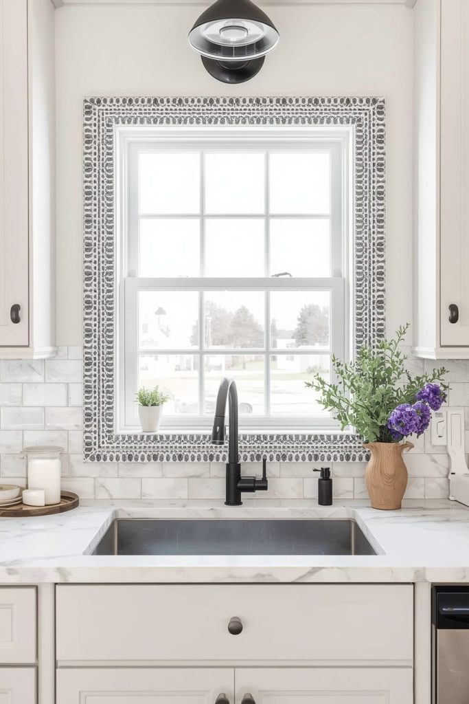 Farmhouse Kitchen Window Over Sink with Grids