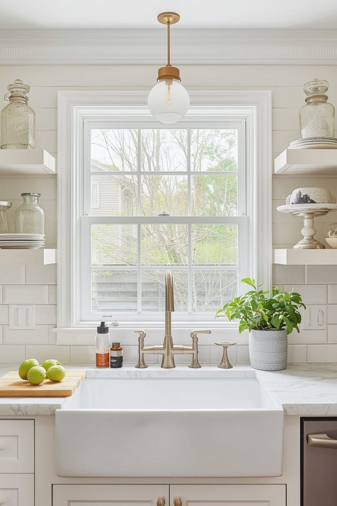 Garden Window Above Kitchen Sink for Plants and Herbs